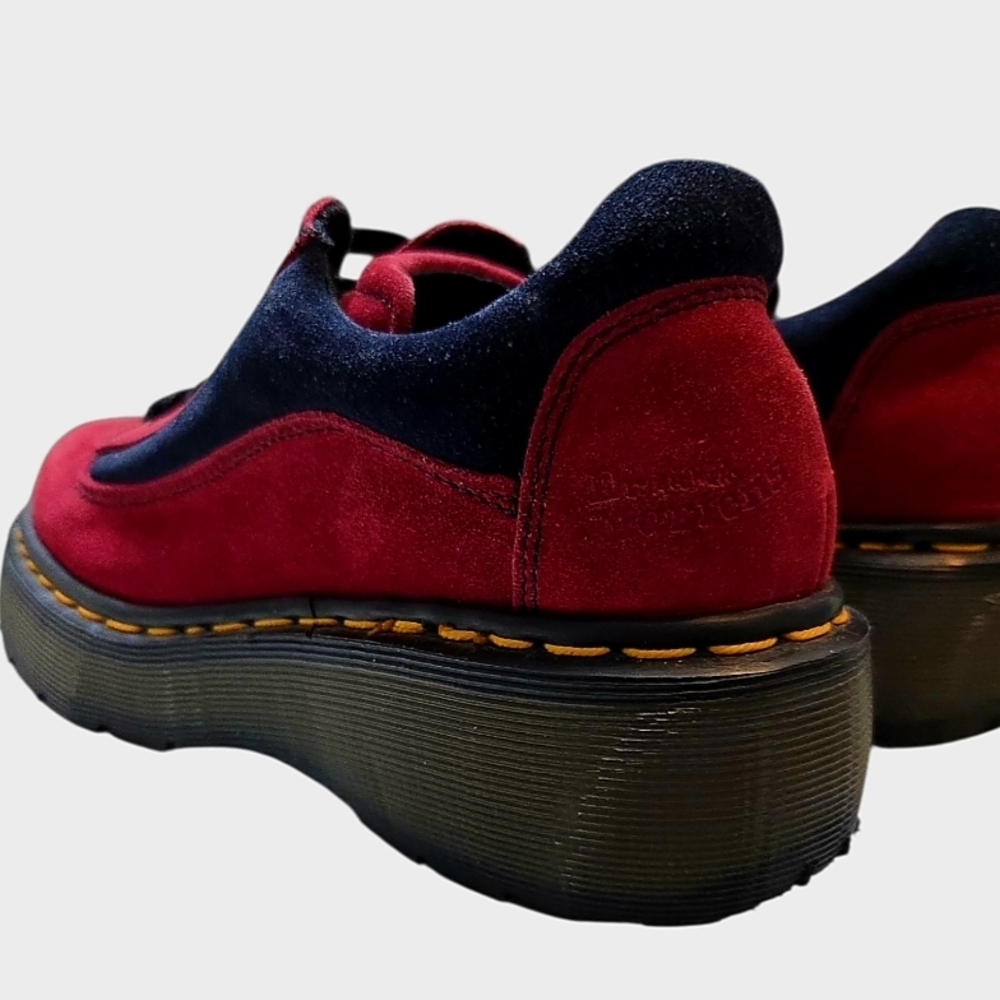 Dr. Martens Vintage 8591 Red/Navy Suede Shoes Size UK 4/US 6 90s England - Picture 8 of 13